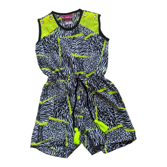 Girls Pink Other - Sporty Green and Black Romper with Elastic Waist